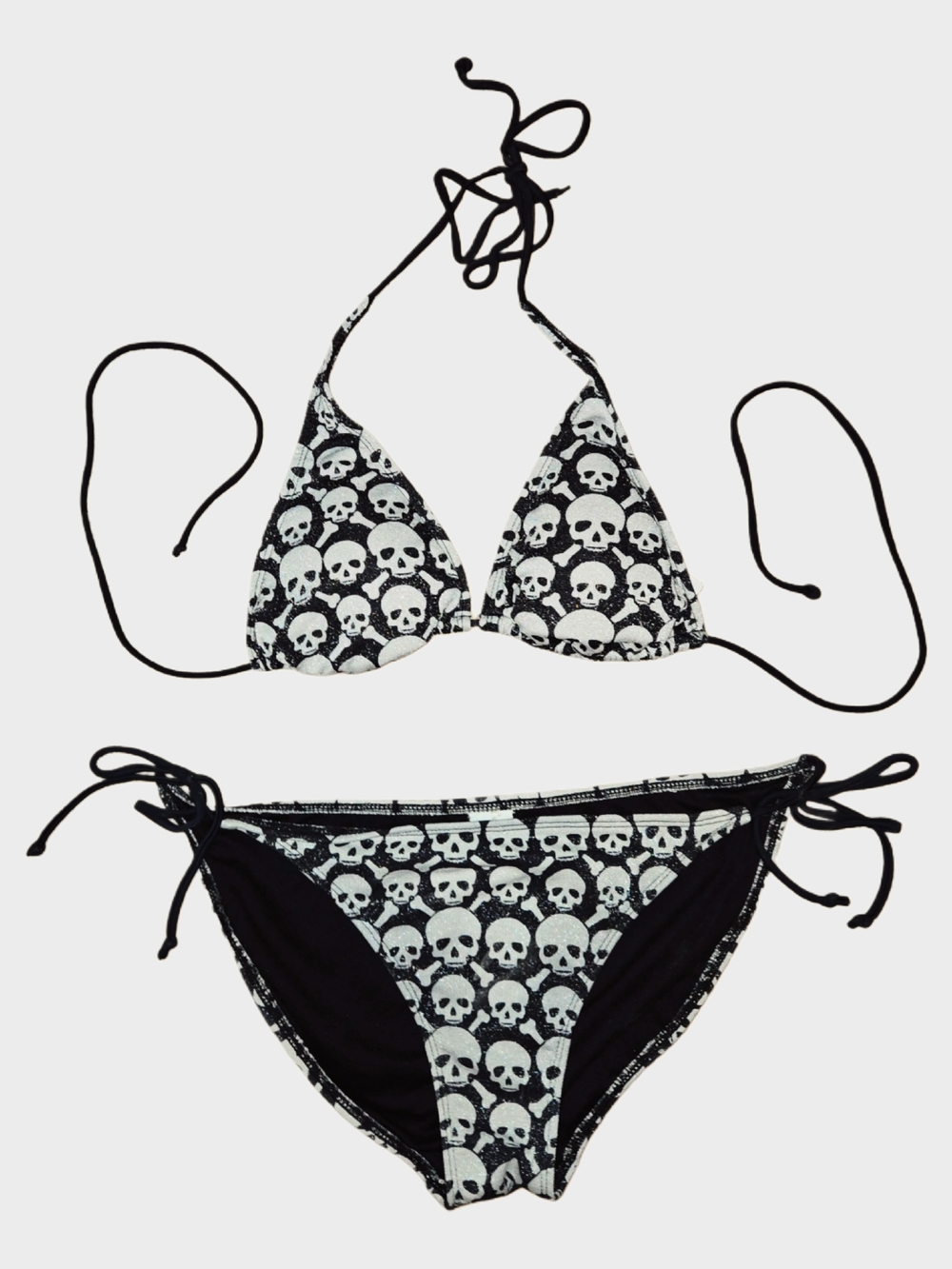Vintage Y2k Sparkly Skull Print Bikini Set 🖤